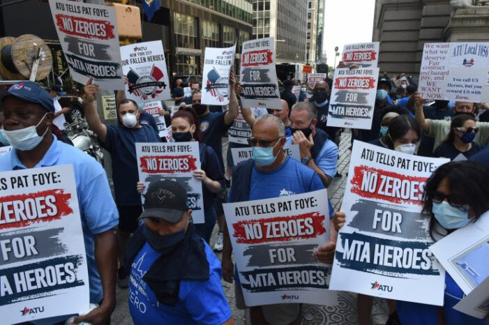 ATU NYC Locals Rally Outside MTA HQ: “No Zeroes for MTA Heroes”