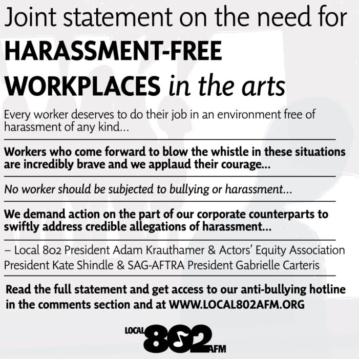 Theatre Unions Condemn ‘Aggressive Harassing Behavior’