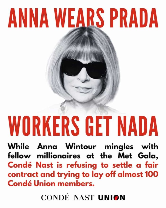 Condé Union Members Distribute Informational Fliers in Manhattan Neighborhood of Vogue EIC Anna Wintour