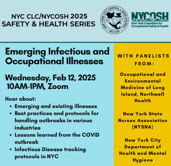 NYC CLC/NYCOSH 2025 Safety and Health Series: Emerging Illnesses and Occupational Diseases